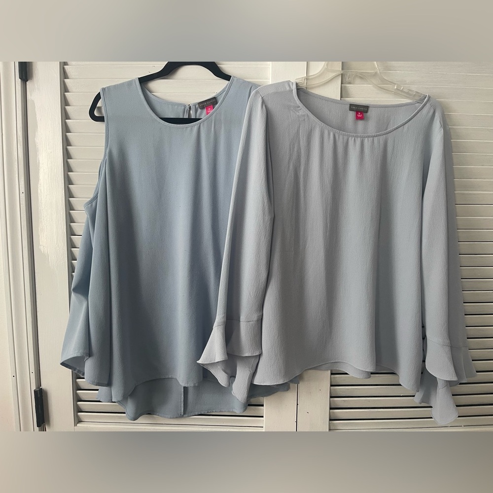 Vince Camuto Light Blue/grey Women's Blouse Lot of Two